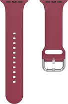 Siliconen bandje - geschikt voor Apple Watch Series 1/2/3/4/5/6/7/8/9/SE/SE 2 met case size 38 mm / 40 mm / 41 mm - bordeauxrood