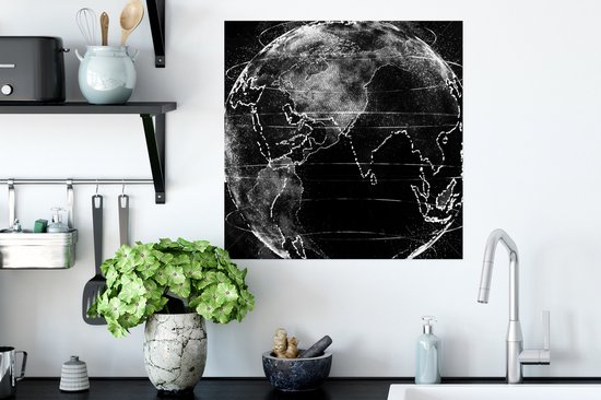 Terre abstraite faite de lignes en papier poster noir et blanc 50x50 cm - Tirage photo sur Poster (décoration murale salon / chambre)