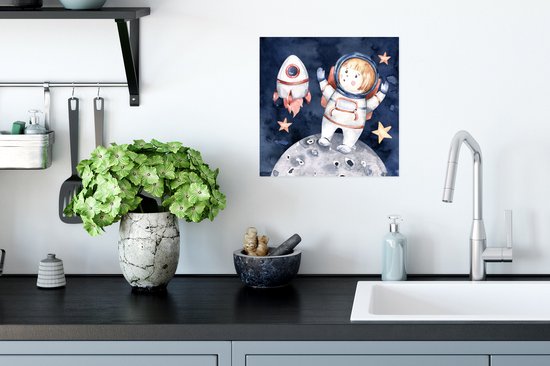 Poster Espace - Fusée - Lune - Garçons - Meiden - Enfants - 30x30 cm