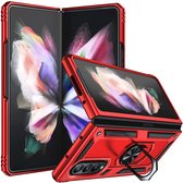 Coque Samsung Galaxy Z Fold 3 5G Hybrid Armor Anti-Shock Case Rouge - Galaxy Z Fold 3 5G / Z Fold 3 Coque Kickstand Ring Holder Cover TPU Back Cover Case