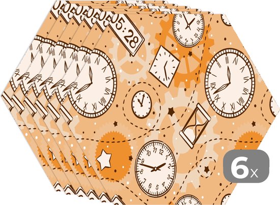Napperons hexagon - Sets de table - Set de table hexagone - Motifs - Klok - Sablier - 6 pièces