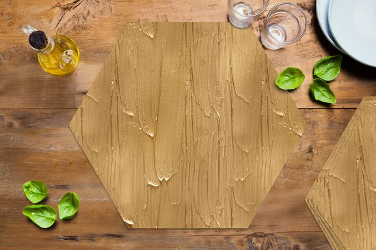 Dessous de plat hexagon - Sous-verres dessous de plat - Dessous de plat hexagone - Peinture - Ocre - Motifs - 6 pièces