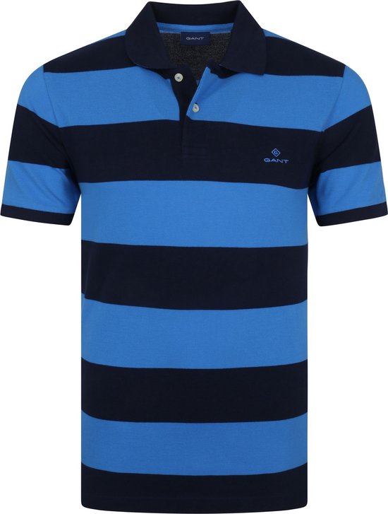 Gant - Rugger Polo Strepen Blauw - Regular-fit - Heren Poloshirt Maat M