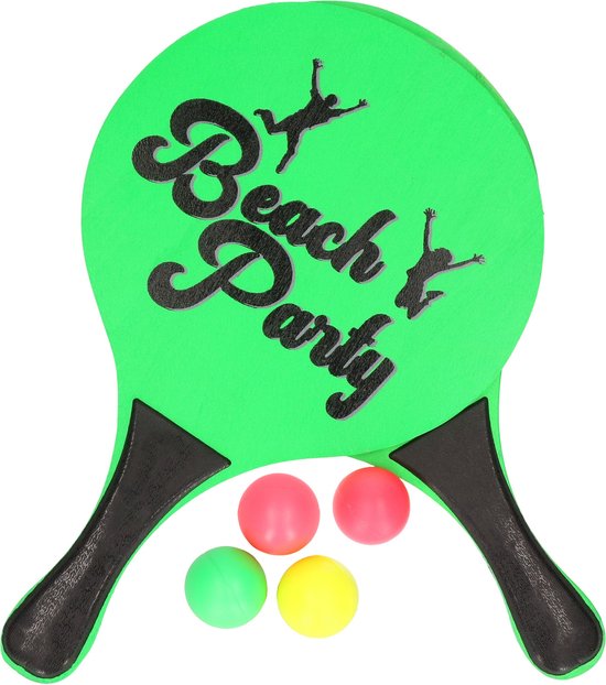 Set de ballons de plage en bois vert avec balles de rechange  supplémentaires - jeux de... | bol.com