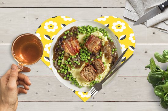 Napperons de table - Sets de table - Napperons coeur - Bloem - Jaune - Motifs - Eté - 10 pièces