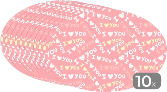Napperons ovales - Sous-verres - Sets de table ovales - Amour - Dictons - Saint-Valentin - 10 pièces