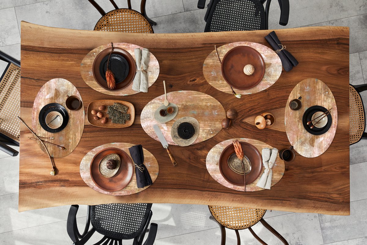 Placemats ovaal - Onderleggers - Ovale placemats - IJzer - Brons - Roest print - 10 stuks