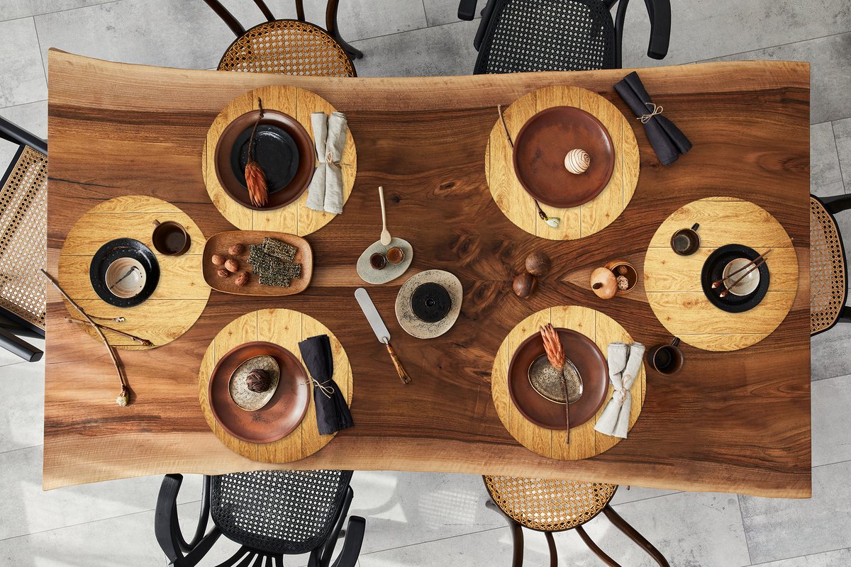 Ronde placemats - Onderlegger - Placemats rond - Patronen - Planken - Natuur - 6 stuks