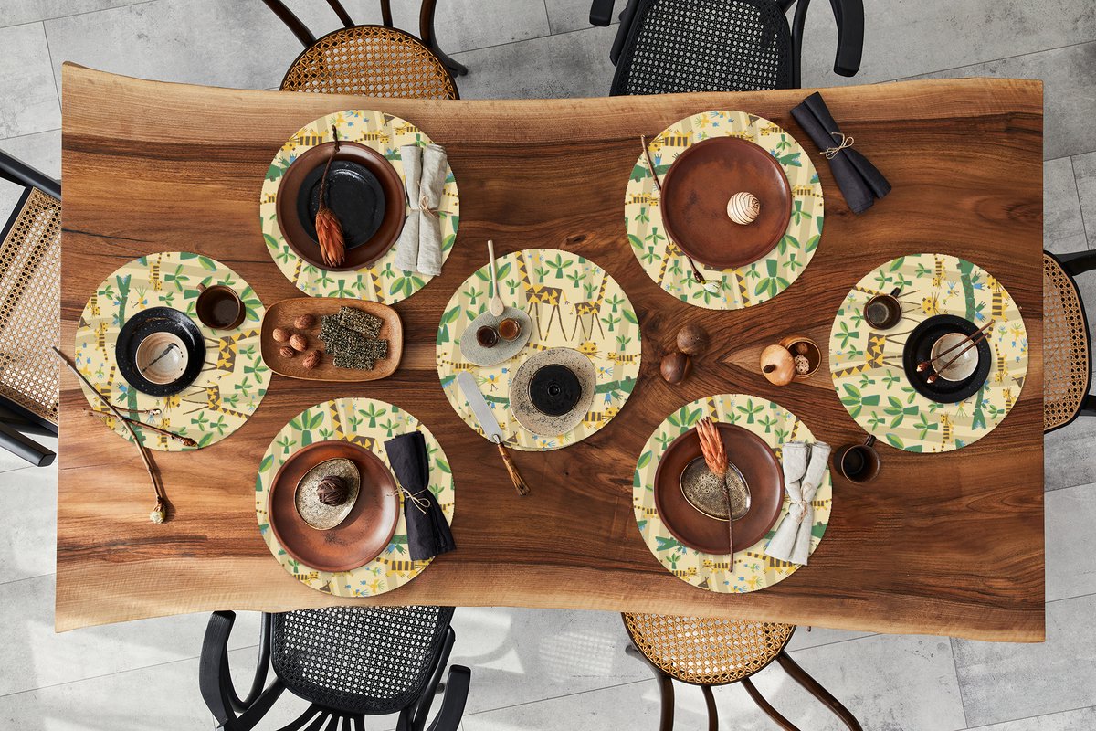 Ronde placemats - Onderlegger - Placemats rond - Dieren - Design - Afrika - Abstract - 8 stuks