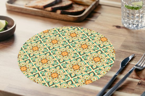 Ronde placemats - Onderlegger - Placemats rond - Boho - Patronen - Mandala - Bloemen - 8 stuks