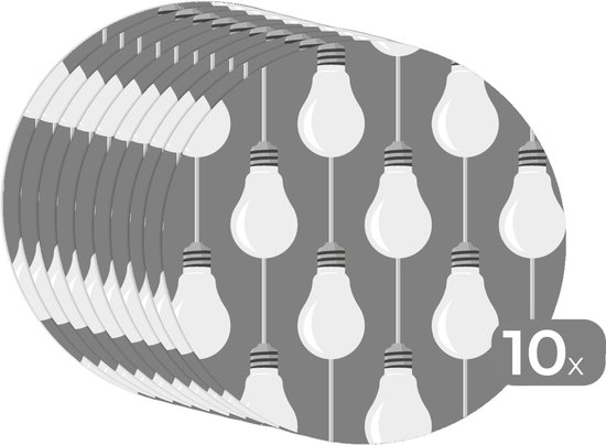 Sets de table ronds - Dessous de verre - Napperons ronds - Lampes - Motifs - Rétro - 10 pièces