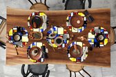 Ronde placemats - Onderlegger - Placemats rond - Regenboog - Mondriaan - Patronen - 10 stuks
