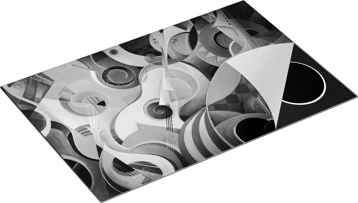 Chefcare Inductie Beschermer Kleurrijke Gitaar Achtergrond - Abstract - Zwart Wit - 80,2x52,2 cm - Afdekplaat Inductie - Kookplaat Beschermer - Inductie Mat