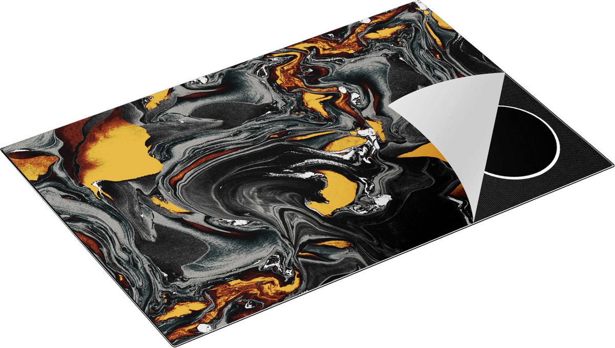 Chefcare Inductie Beschermer Abstracte Kunst - Lava Marmer - 80x55 cm - Afdekplaat Inductie - Kookplaat Beschermer - Inductie Mat