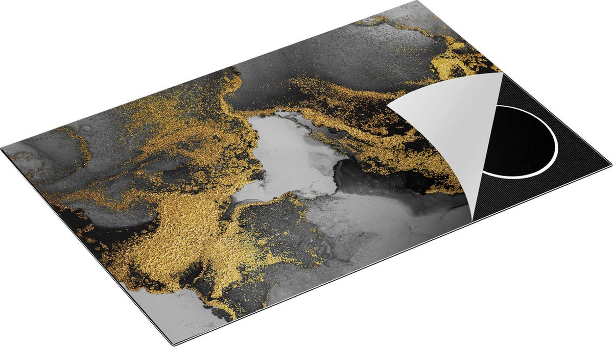 Chefcare Inductie Beschermer Abstracte Kunst - Donker Goud Marmer - 81,2x52 cm - Afdekplaat Inductie - Kookplaat Beschermer - Inductie Mat