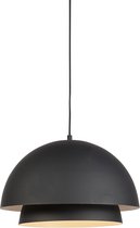 QAZQA claudius - Moderne Hanglamp met kap - 1 lichts - H 1650 mm - Zwart - Woonkamer | Slaapkamer | Keuken
