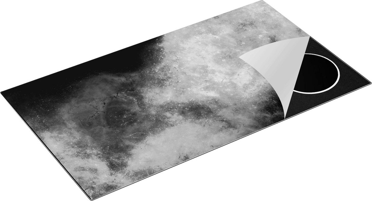 Chefcare Inductie Beschermer Abstracte Kunst - Luxueuze Marmer - Zwart Wit - 95x55 cm - Afdekplaat Inductie - Kookplaat Beschermer - Inductie Mat