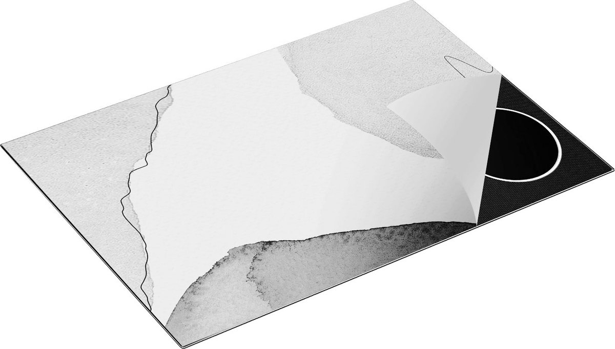 Chefcare Inductie Beschermer Abstracte Kunst - Bruin Beige - Zwart Wit - 76x51,5 cm - Afdekplaat Inductie - Kookplaat Beschermer - Inductie Mat