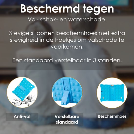 AngelTech Kindertablet XL – 100%Kidsproof– Extra Groot – Ook Voor Volwassen Gebruik – 10 inch - Ouderlijk toezicht – Fidgy beschermhoes - 32GB – Blauw of Roze - Merkloos