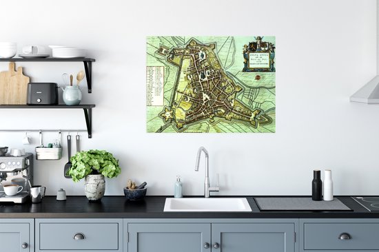 Un ancien plan de la ville historique de 's-Hertogenbosch Poster - Carte 80x60 cm - Tirage photo sur Poster (décoration murale salon / chambre) / Villes européennes Poster