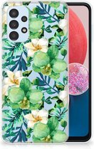 Silicone Back Cover Geschikt voor Samsung Galaxy A13 4G Telefoon Hoesje Orchidee Groen