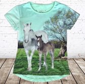 Paarden shirt kind lichtblauw -s&C-98/104-t-shirts meisjes