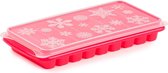 Tray met Flessenhals ijsblokjes/ijsklontjes ijsblok staafjes vormpjes 10 vakjes kunststof roze met afsluit deksel