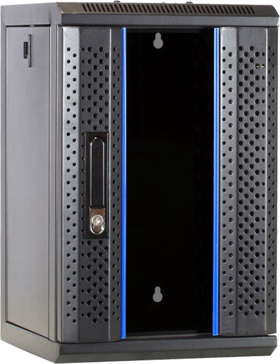 Foto: Dsit 10 inch 9u serverkast serverbehuizing met glazen deur 312x310x486mm bxdxh 