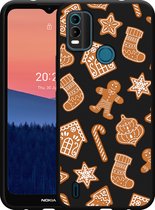 Nokia C21 Plus Hoesje Zwart Christmas Cookies - Designed by Cazy