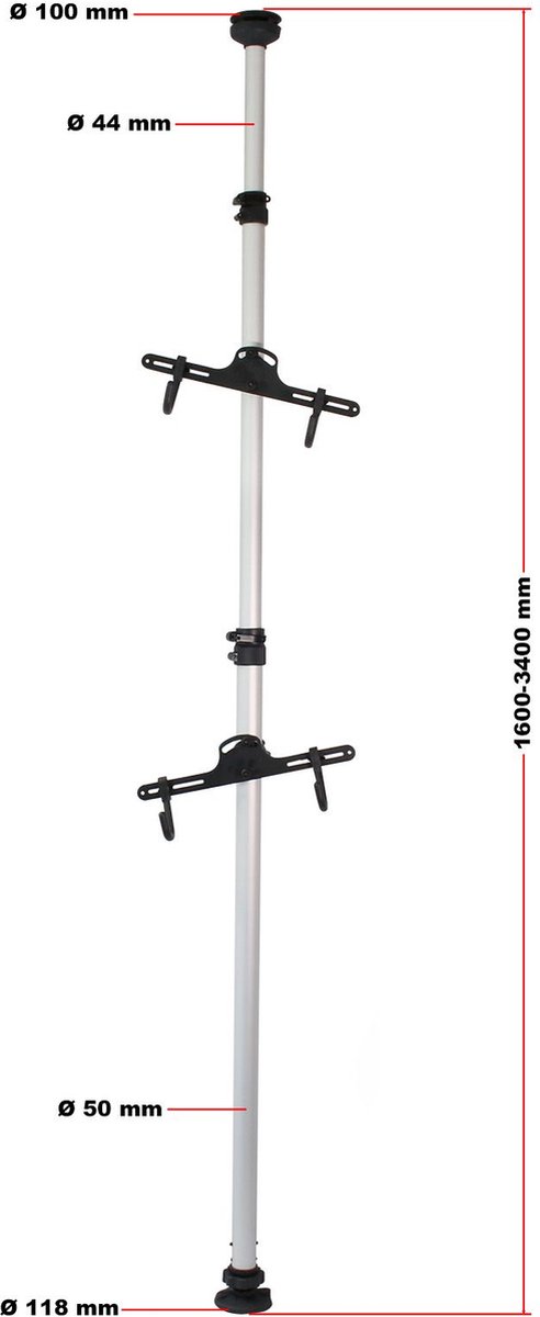 Telescopische fietsenhouder voor 2 fietsen