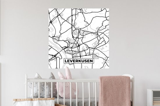 Stickers muraux - Leverkusen - Plan de la ville - Carte - Plan d'étage - 50x50 cm - Film adhésif