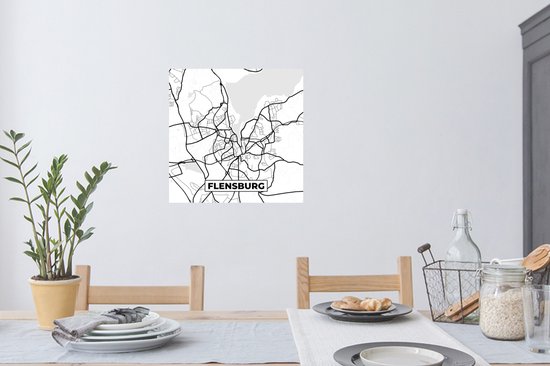 Stickers muraux - Flensbourg - Carte - Carte - Plan de la ville - 80x80 cm - Feuille adhésive