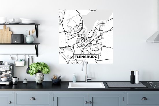 Stickers muraux - Flensbourg - Carte - Carte - Plan de la ville - 50x50 cm - Feuille adhésive