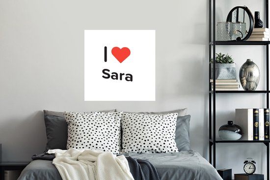 Stickers muraux - Film adhésif - J'aime - Sara - Fille - 80x80 cm - Film adhésif - Stickers muraux chambre d'enfant - Papier peint autocollant - Papier peint autocollant - Film adhésif