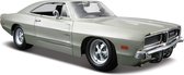 Modelauto Dodge Charger R/T 1969 zilvergrijs 1:24 - speelgoed auto schaalmodel