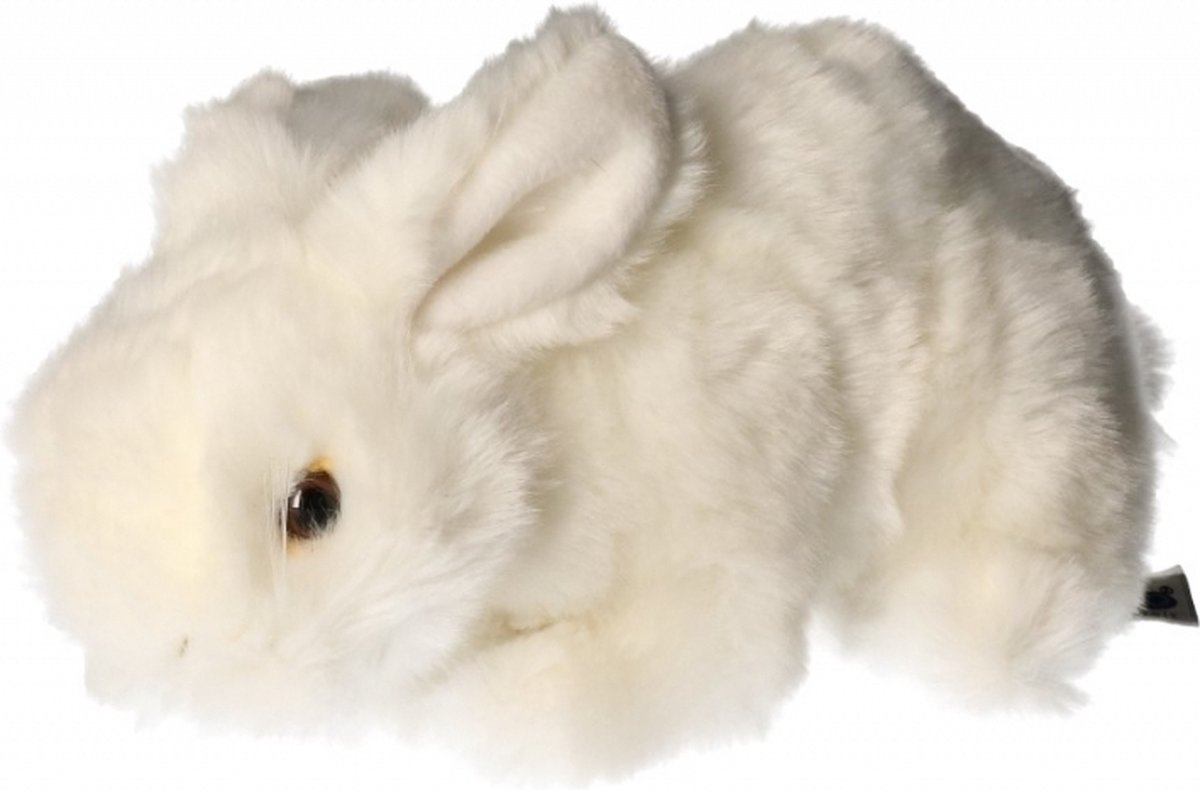 Semo Knuffeldier Konijn - Pluche knuffel - wit - 20 cm - boerderij/huisdier knuffel