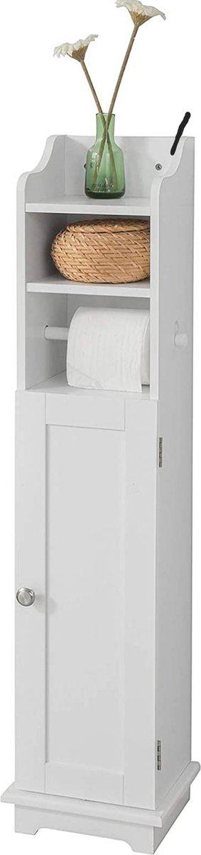 Toiletkast staand - vrijstaande toiletkast met toiletrolhouder - praktische opbergkast -Afmetingen : circa 20 x 100 x 18 cm - Wit