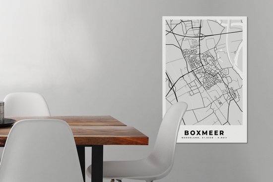 Canvas schilderij 40x60 cm - Wanddecoratie Plattegrond - Kaart - Boxmeer - Stadskaart - Muurdecoratie woonkamer - Slaapkamer decoratie - Kamer accessoires - Schilderijen op canvas
