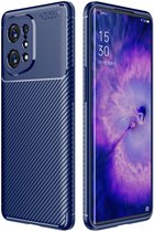 Oppo Find X5 Hoesje Siliconen Carbon TPU Back Cover Blauw