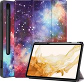 Case2go - Tablet hoes geschikt voor Samsung Galaxy Tab S8 Plus (2022) - 12.4 inch - Flexibel TPU - Tri-Fold Book Case - Met pencil houder - Galaxy