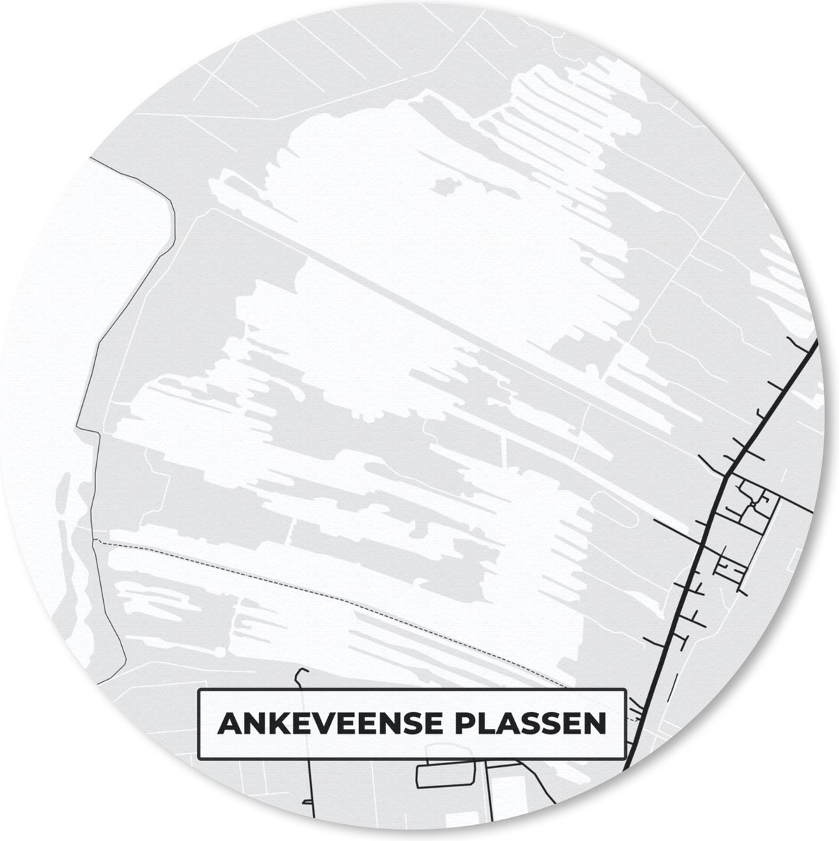 Muismat rond 30x30 cm - Mousepad Kaart - Ankeveense Plassen - Plattegrond - Nederland - Stadskaart - Ronde muismatten - Stadskaart