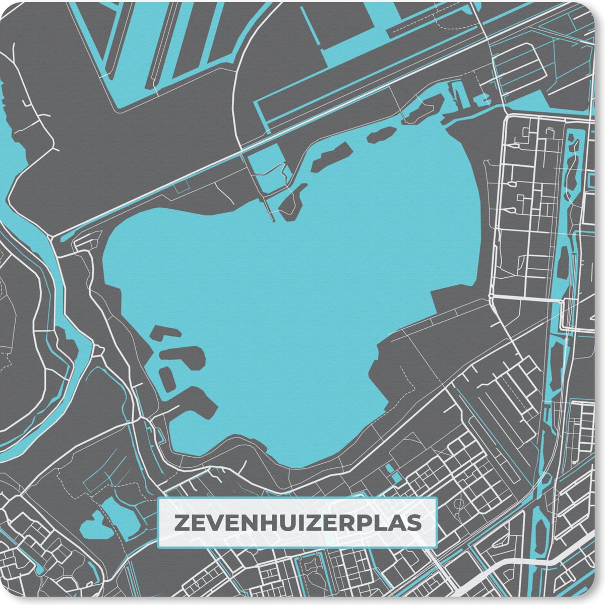 Muismat 30x30 cm - Mousepad Stadskaart - Zevenhuizerplas - Nederland - Water - Kaart - Plattegrond - Muismatten - Stadskaart