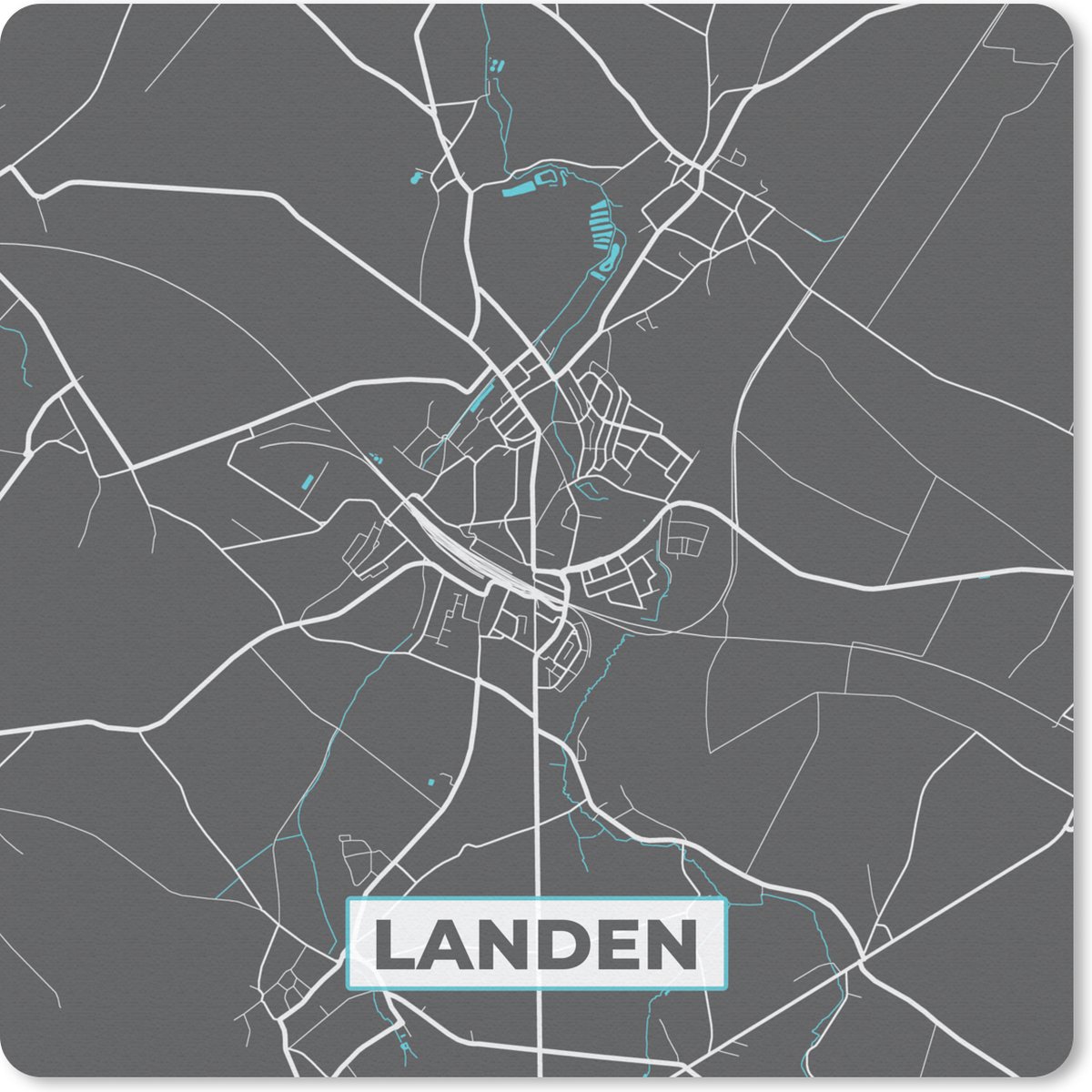 Muismat 30x30 cm - Mousepad België – Landen – Stadskaart – Kaart – Blauw – Plattegrond - Muismatten - Stadskaart