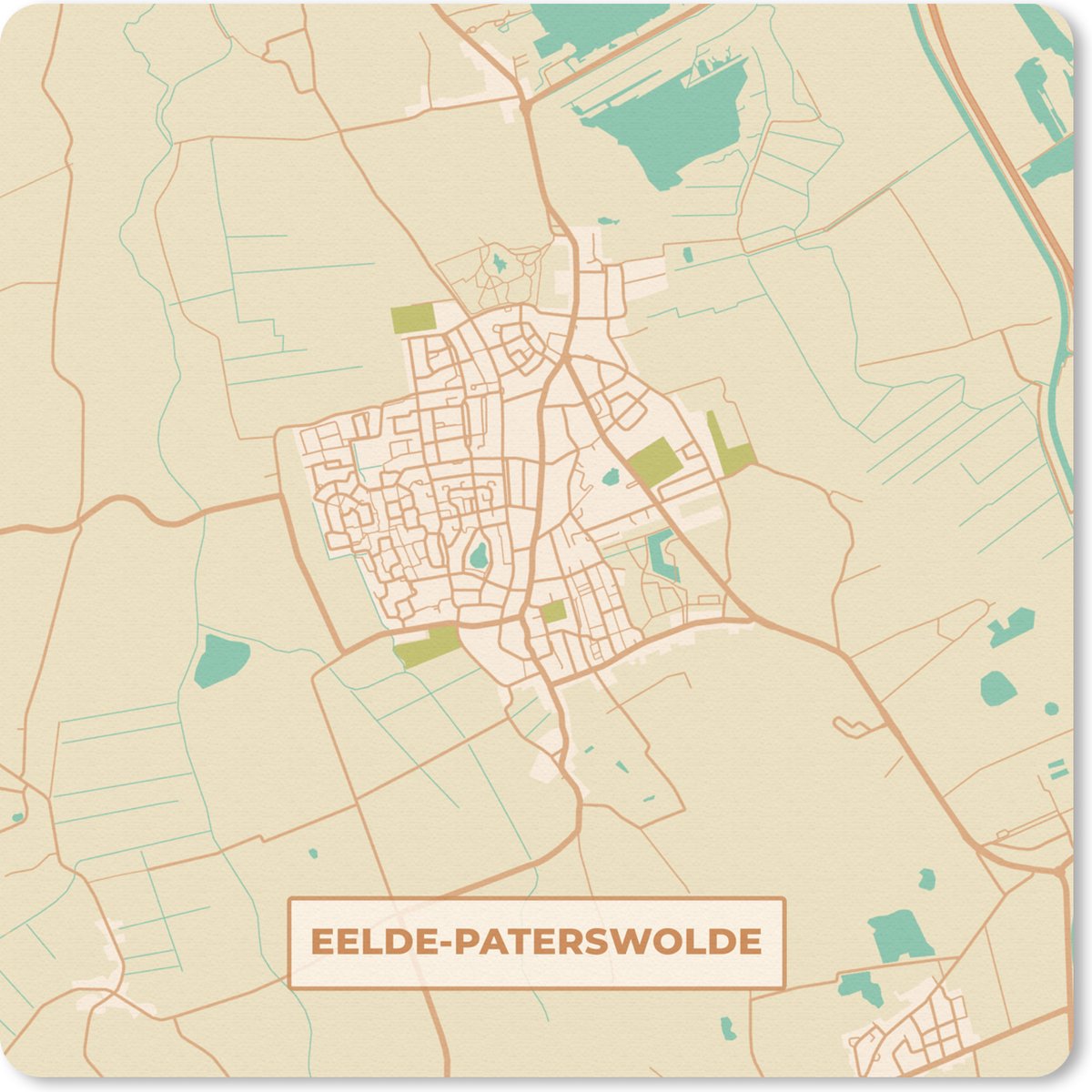 Muismat 20x20 cm - Mousepad Plattegrond - Eelde-Paterswolde - Kaart - Stadskaart - Muismatten - Stadskaart