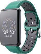 Siliconen Smartwatch bandje - Geschikt voor Oppo Watch Free sport bandje - groen/zwart - Strap-it Horlogeband / Polsband / Armband - Watch Free