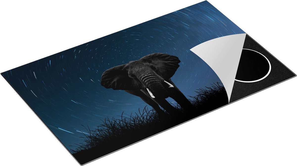 Chefcare Inductie Beschermer Olifant Omringd met Sterren - 85x52 cm - Afdekplaat Inductie - Kookplaat Beschermer - Inductie Mat