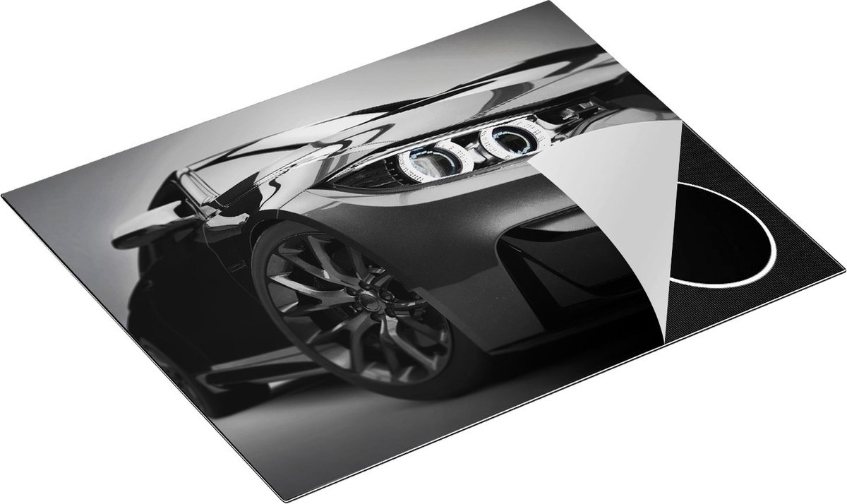Chefcare Inductie Beschermer Grijze Sportwagen Auto - Zwart Wit - 65x52 cm - Afdekplaat Inductie - Kookplaat Beschermer - Inductie Mat