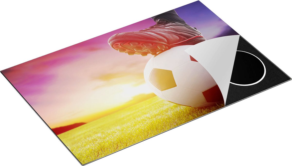 Chefcare Inductie Beschermer Klassieke Voetbal Aftrap met Zonsondergang - 81,6x52,7 cm - Afdekplaat Inductie - Kookplaat Beschermer - Inductie Mat