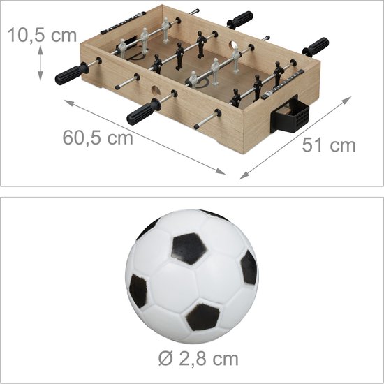 Thumbnail van een extra afbeelding van het spel Relaxdays mini tafelvoetbal - kicker - voetbaltafel - met scorebord - 2 ballen - houtlook