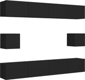 vidaXL - 6-delige - Tv-meubelset - bewerkt - hout - zwart